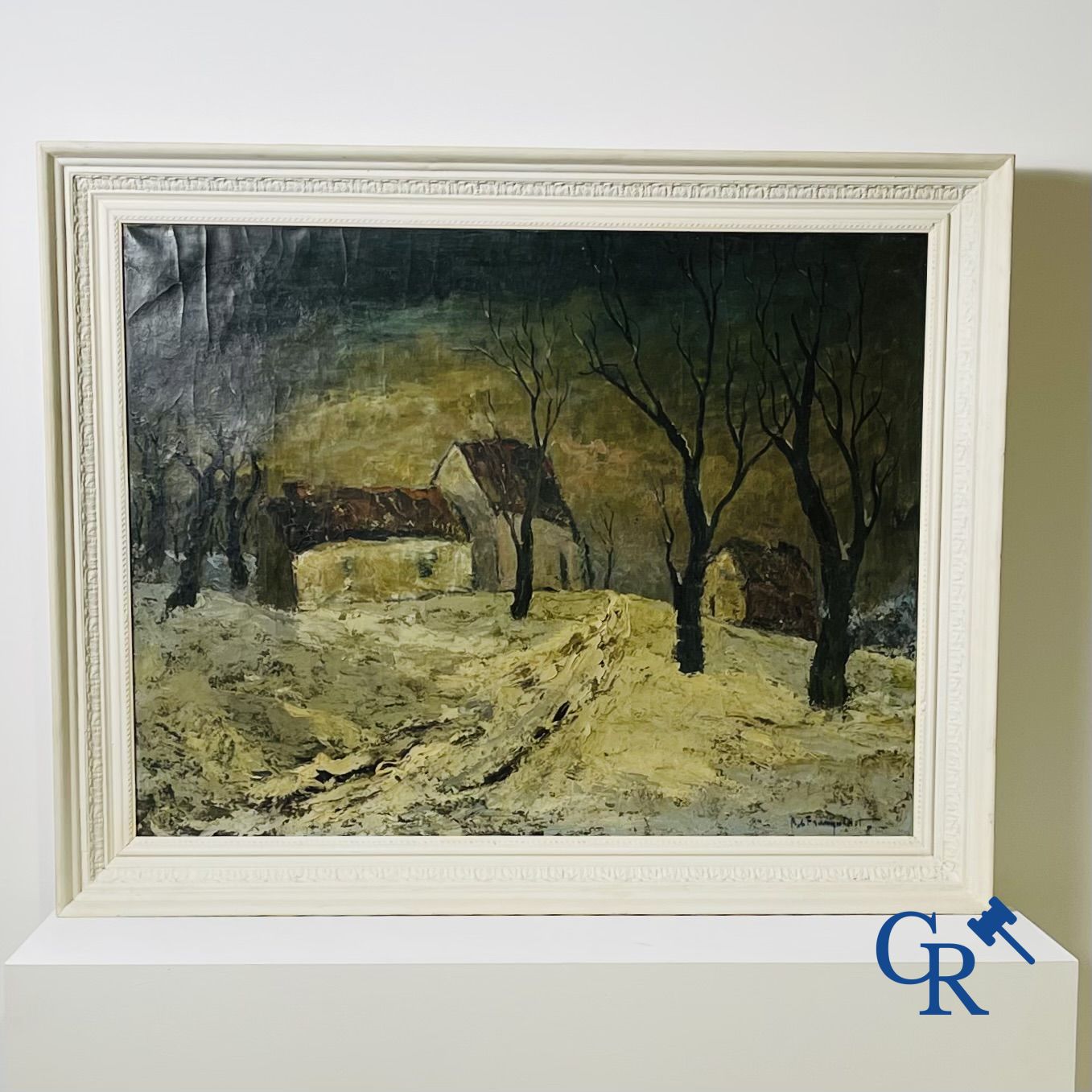 Tableaux: Robert Franquinet (1915 - 1979) huile sur toile. Paysage d'hiver.