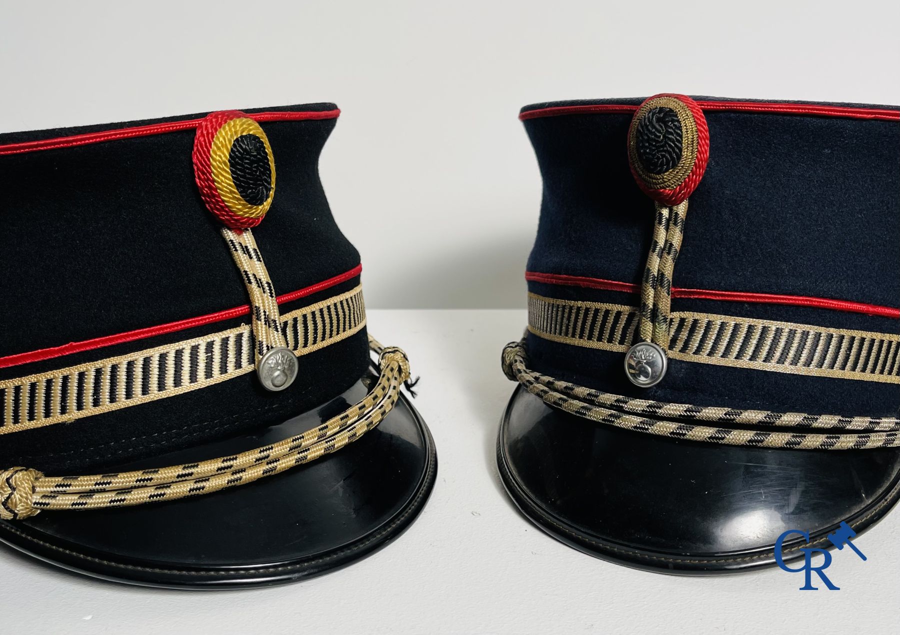 Civil Guard Belgium (1830 - 1914). Kepie of the Guard Civique and 3 kepies of the Belgian police/gendarmerie.