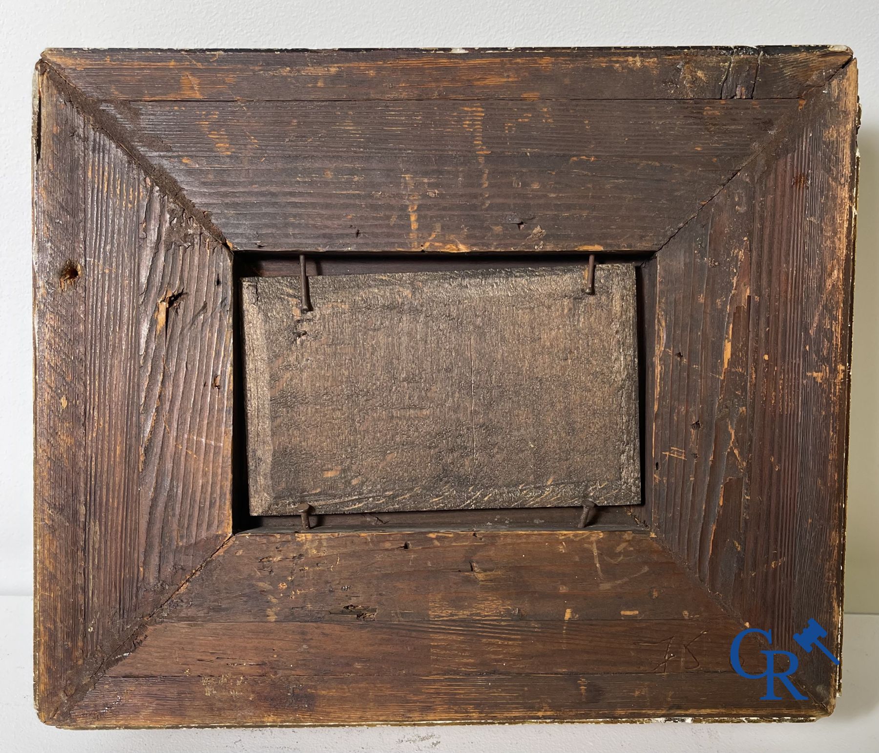 2 Peintures: Edouard Vanderhaeghen. Voilier dans les polders et vue sur la mer. Signé de manière illisible.