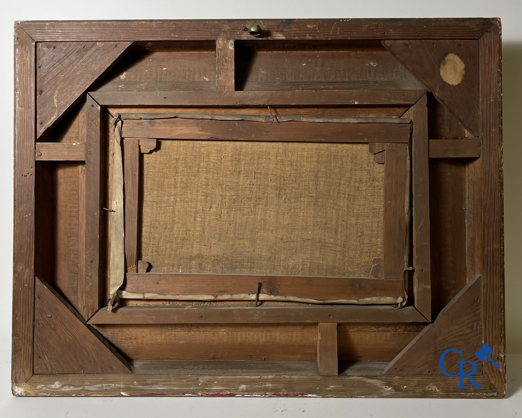 2 Peintures: Edouard Vanderhaeghen. Voilier dans les polders et vue sur la mer. Signé de manière illisible.