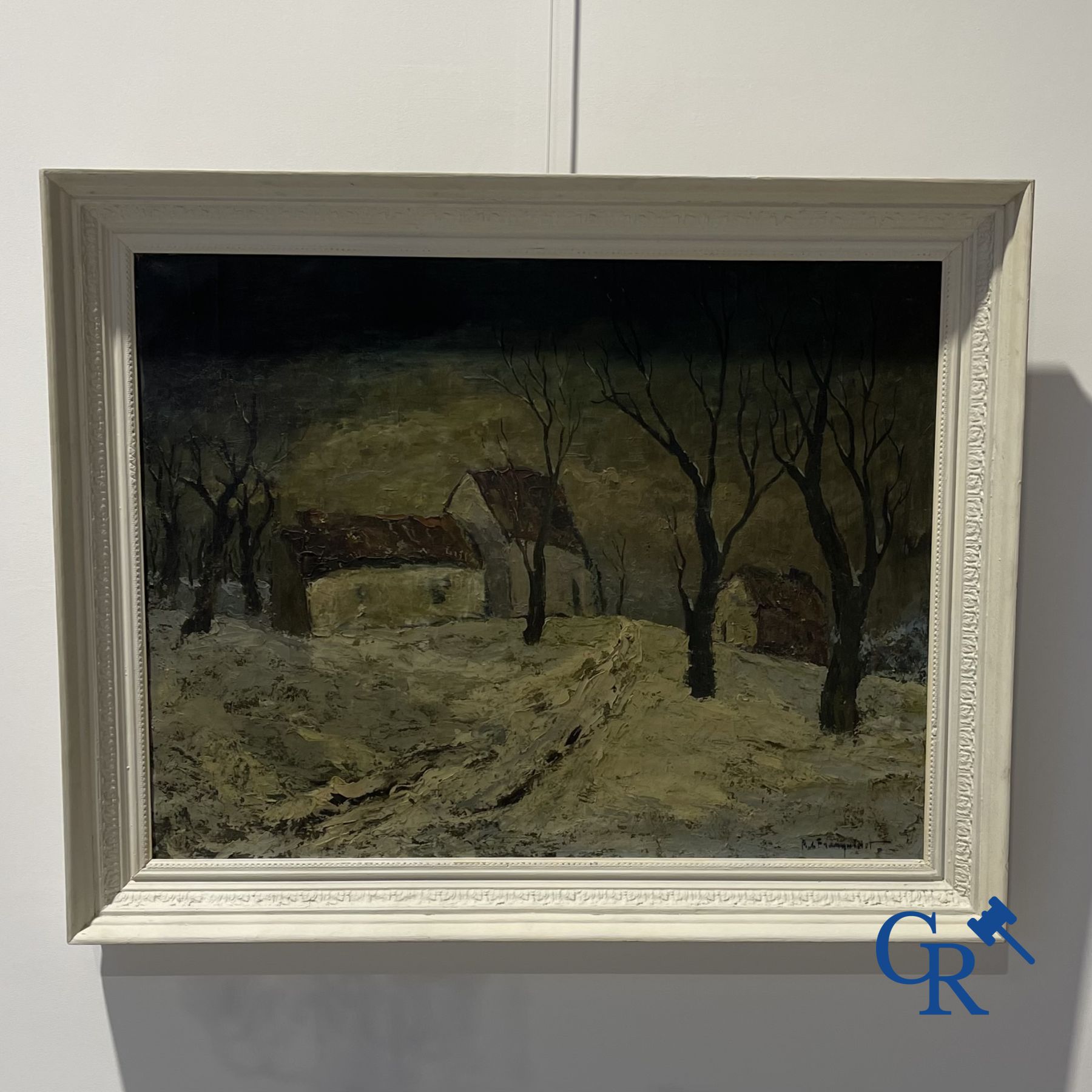 Tableaux: Robert Franquinet (1915 - 1979) huile sur toile. Paysage d'hiver.