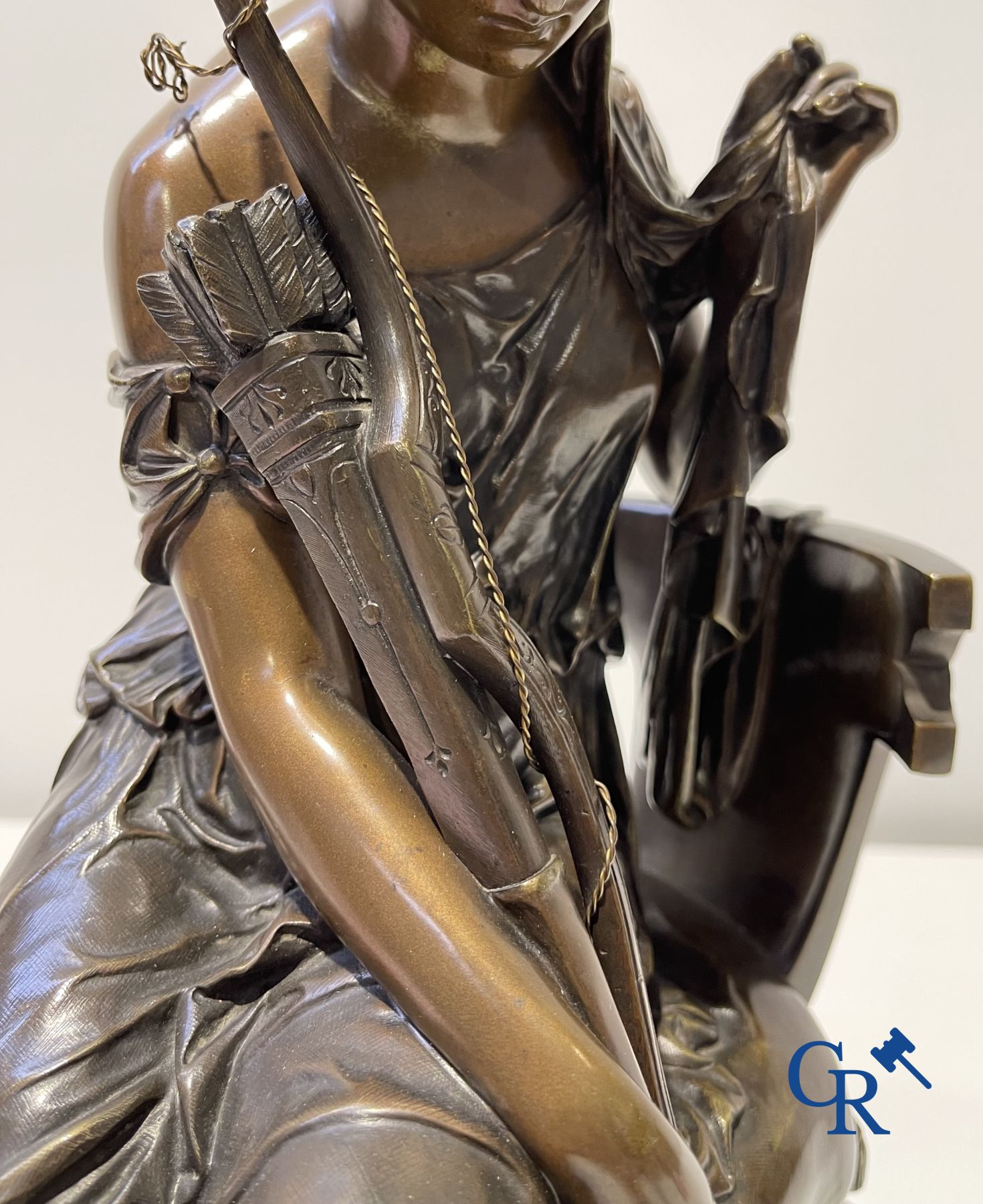 Michel-Louis Victor Mercier (1810-1894) Bronze statue of the goddess of hunting Diana. Signed Mercier. 19th century.