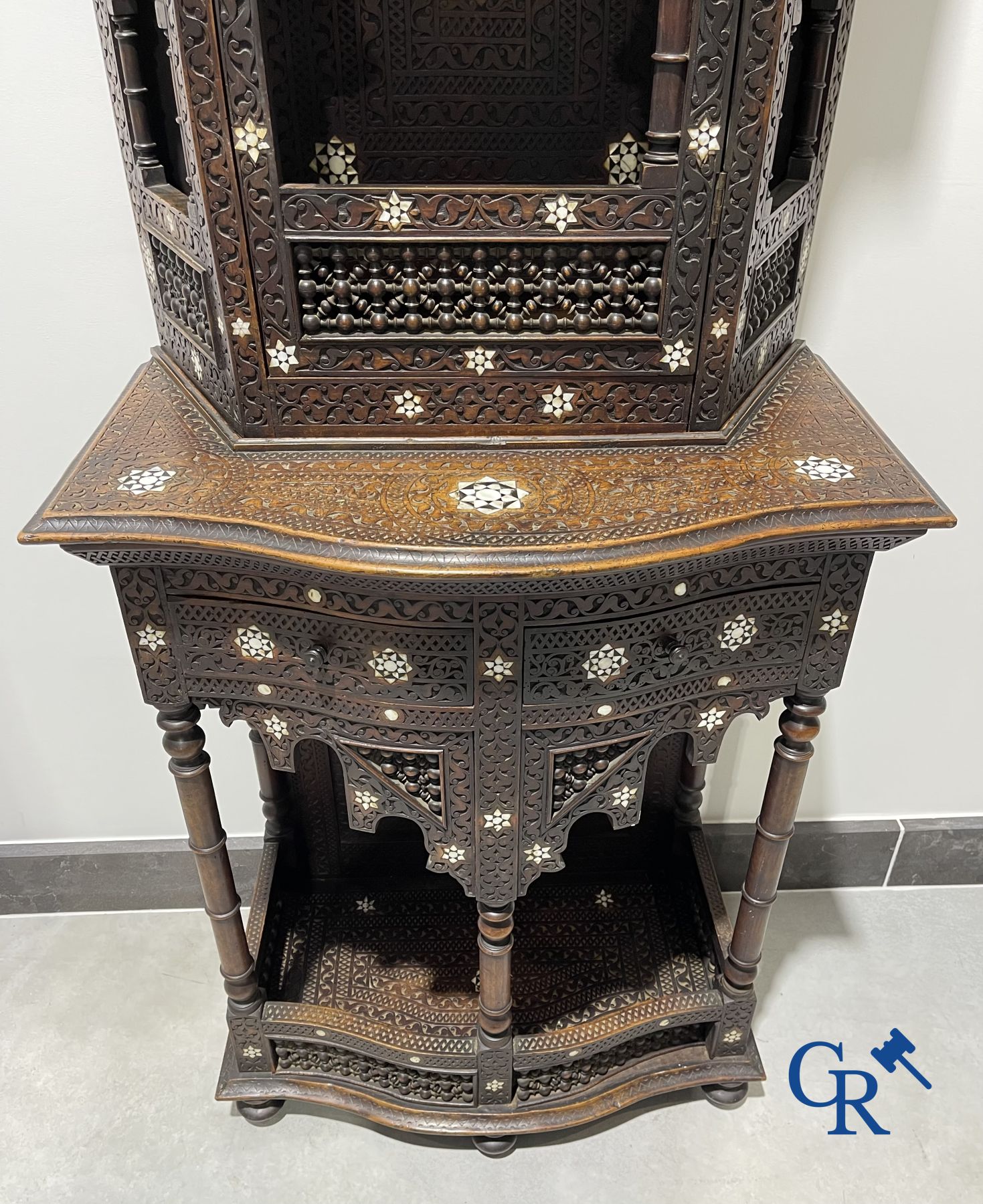Sculpted furniture with inlays of ebony and mother-of-pearl. Syria, early 19th century.