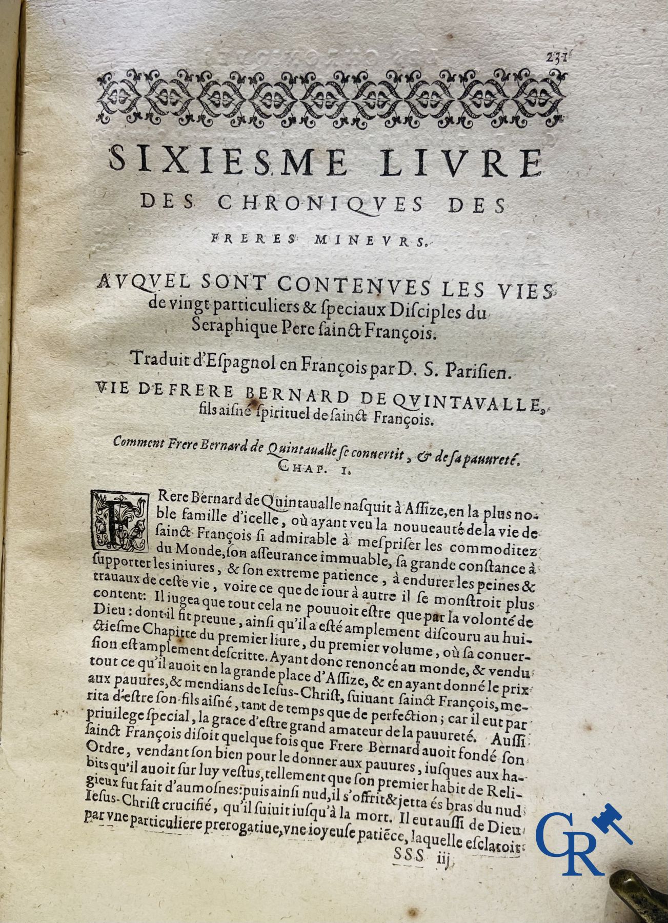Early Printed Books: Marcos de Lisboa, Chronique et institution de l'ordre du Père S. François, Paris 1608.