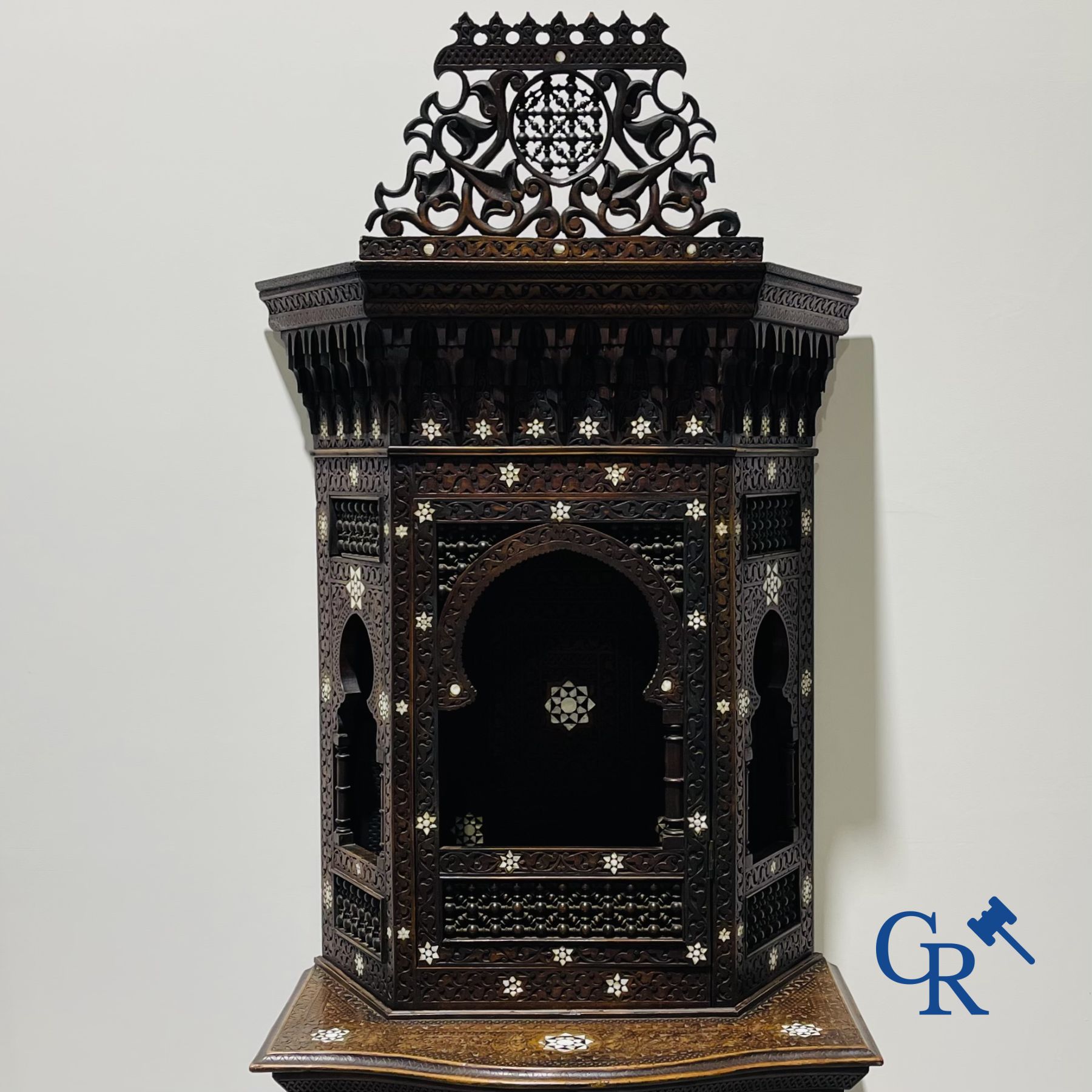 Sculpted furniture with inlays of ebony and mother-of-pearl. Syria, early 19th century.