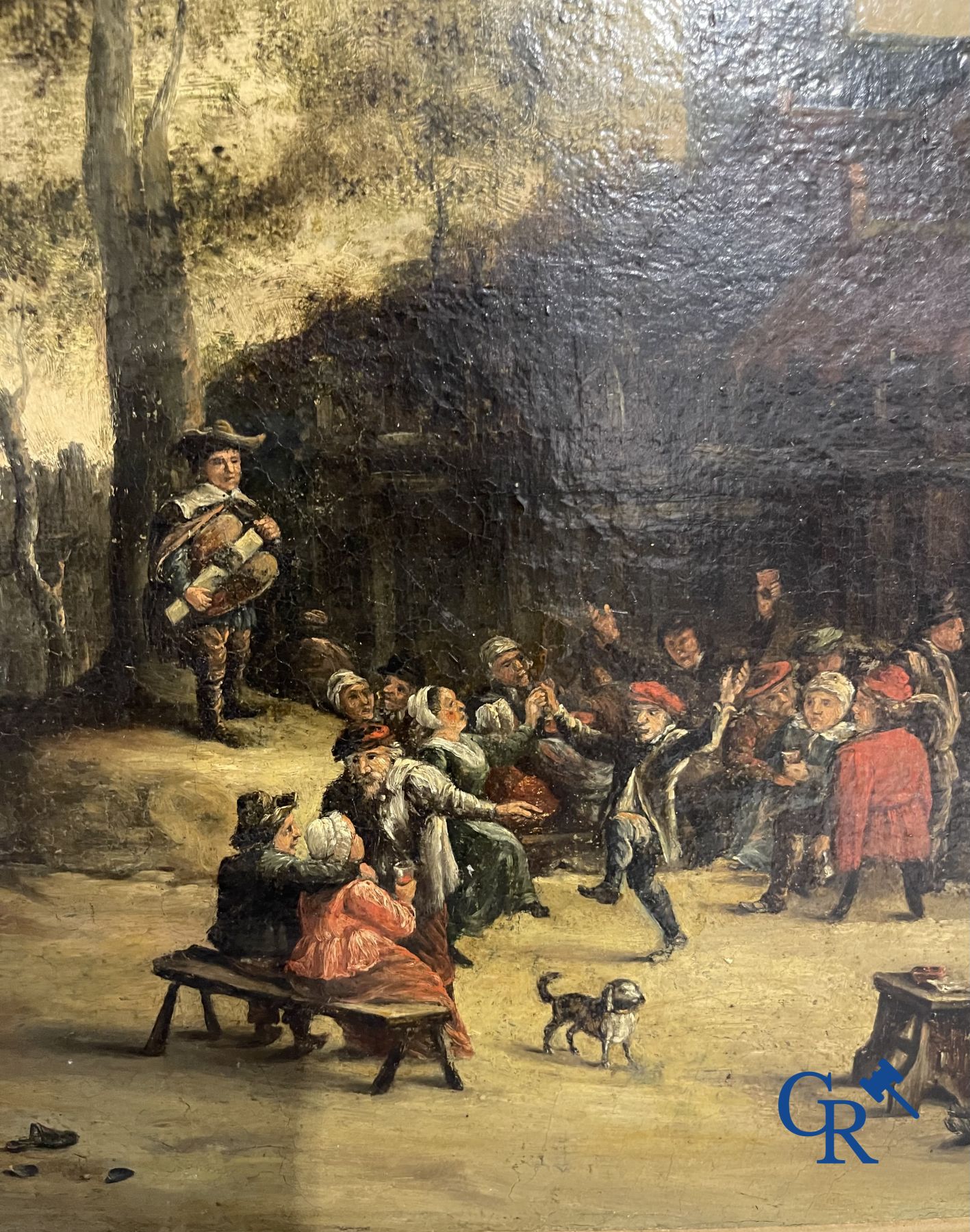 Paintings: 3 paintings after Teniers. oil on canvas.