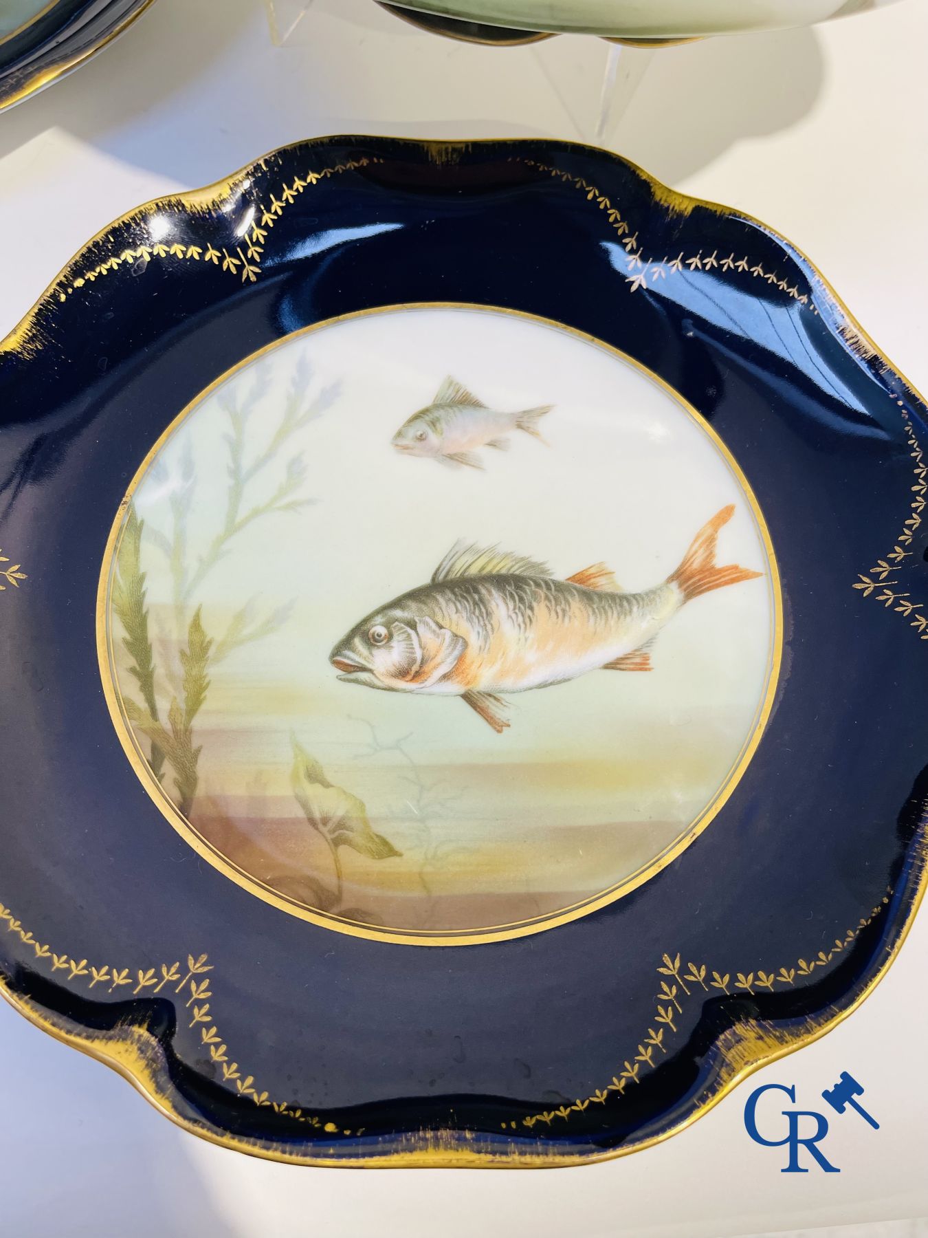 Porcelain: Tableware with a fish decor in Rosenthal porcelain.