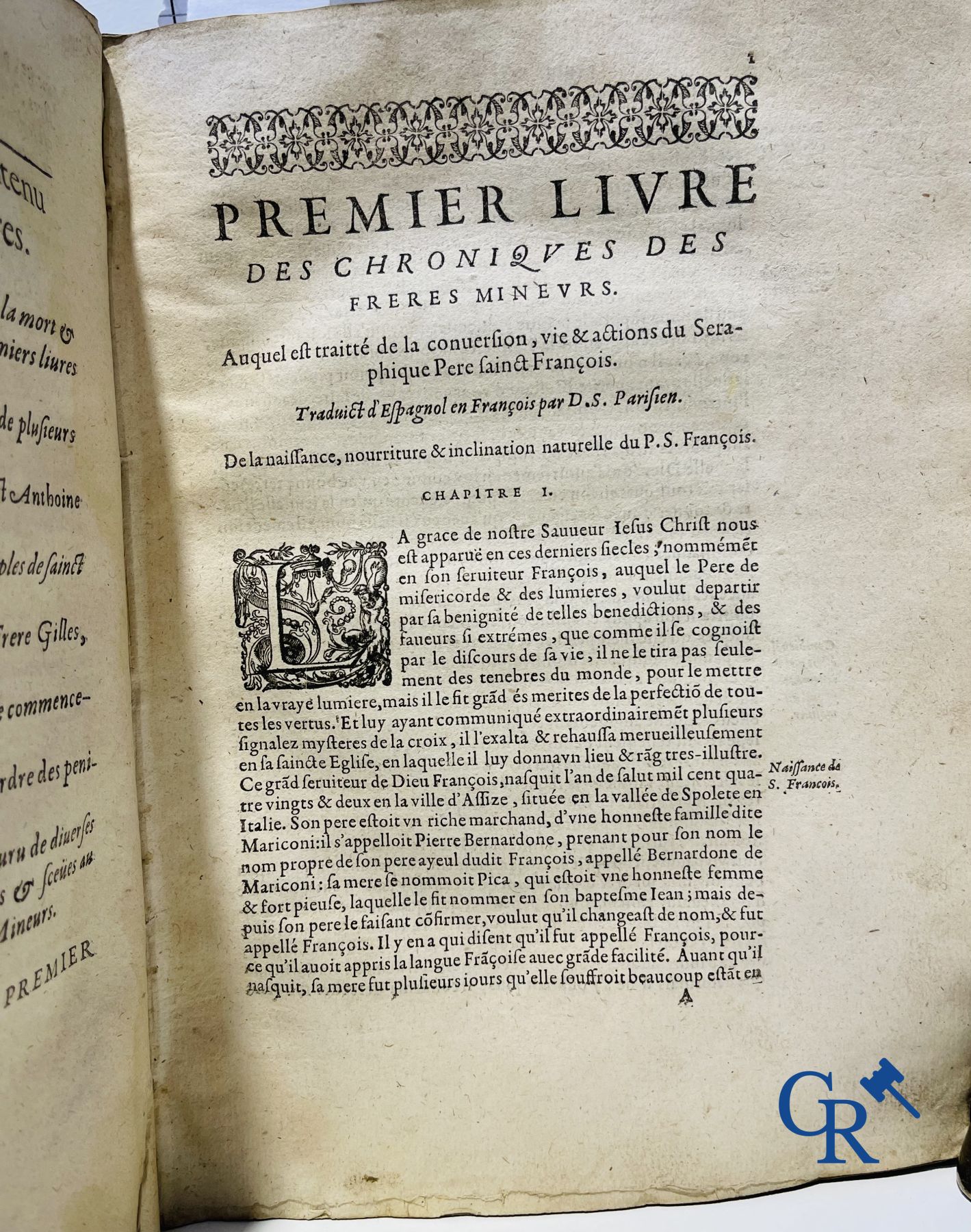 Early Printed Books: Marcos de Lisboa, Chronique et institution de l'ordre du Père S. François, Paris 1608.