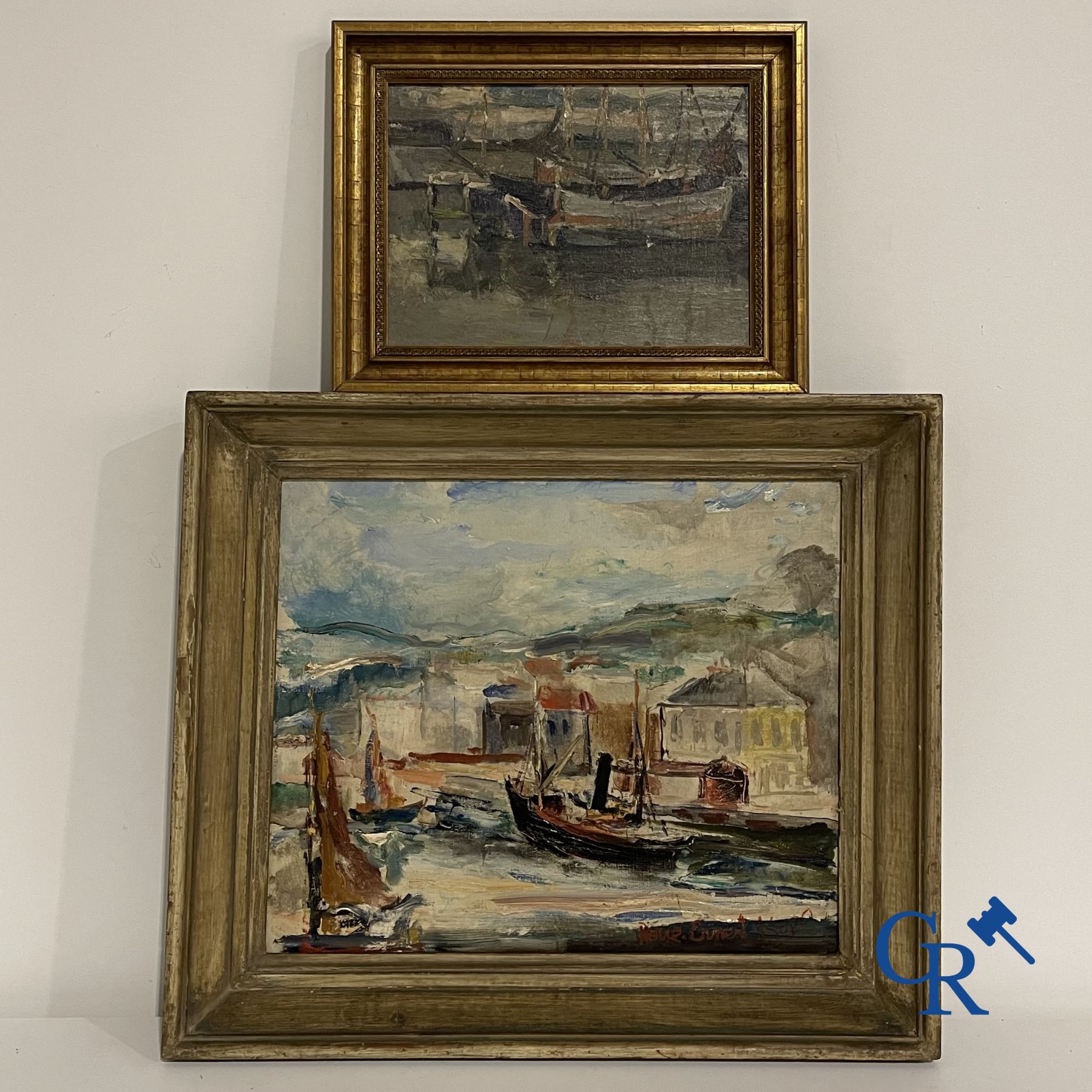 2 Tableaux: Pierre Ernest Kohl, huile sur toile et non signé, huile sur panneau.