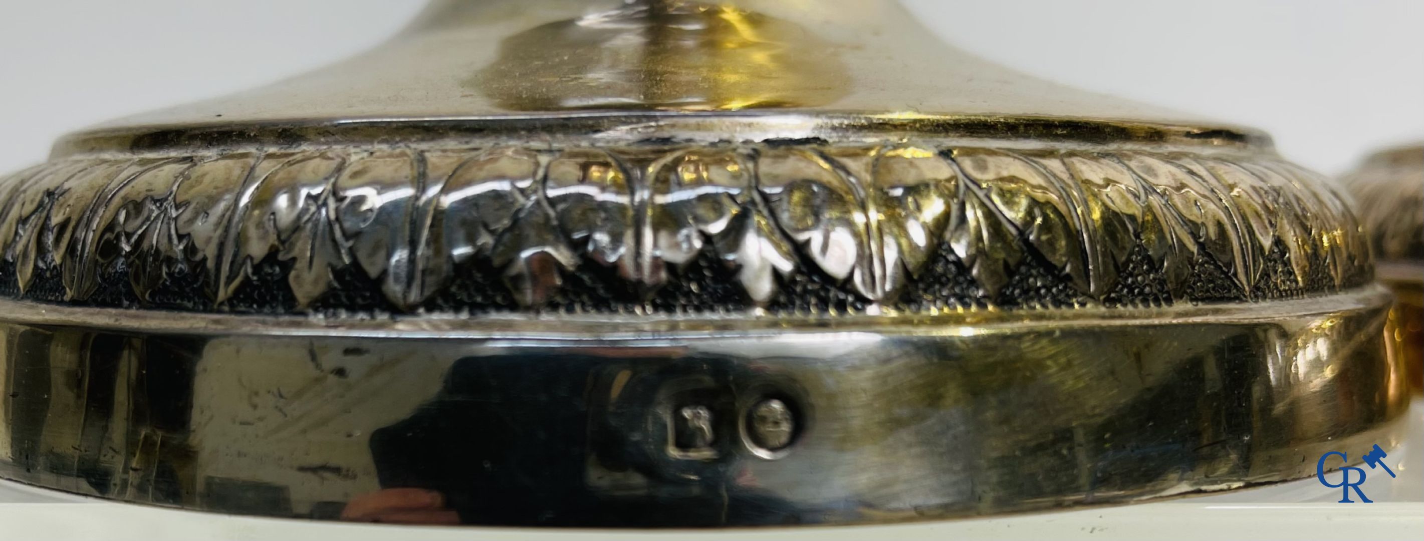 Silver: Pair of silver candlesticks probably Namur, Jean-Baptiste Fallon.