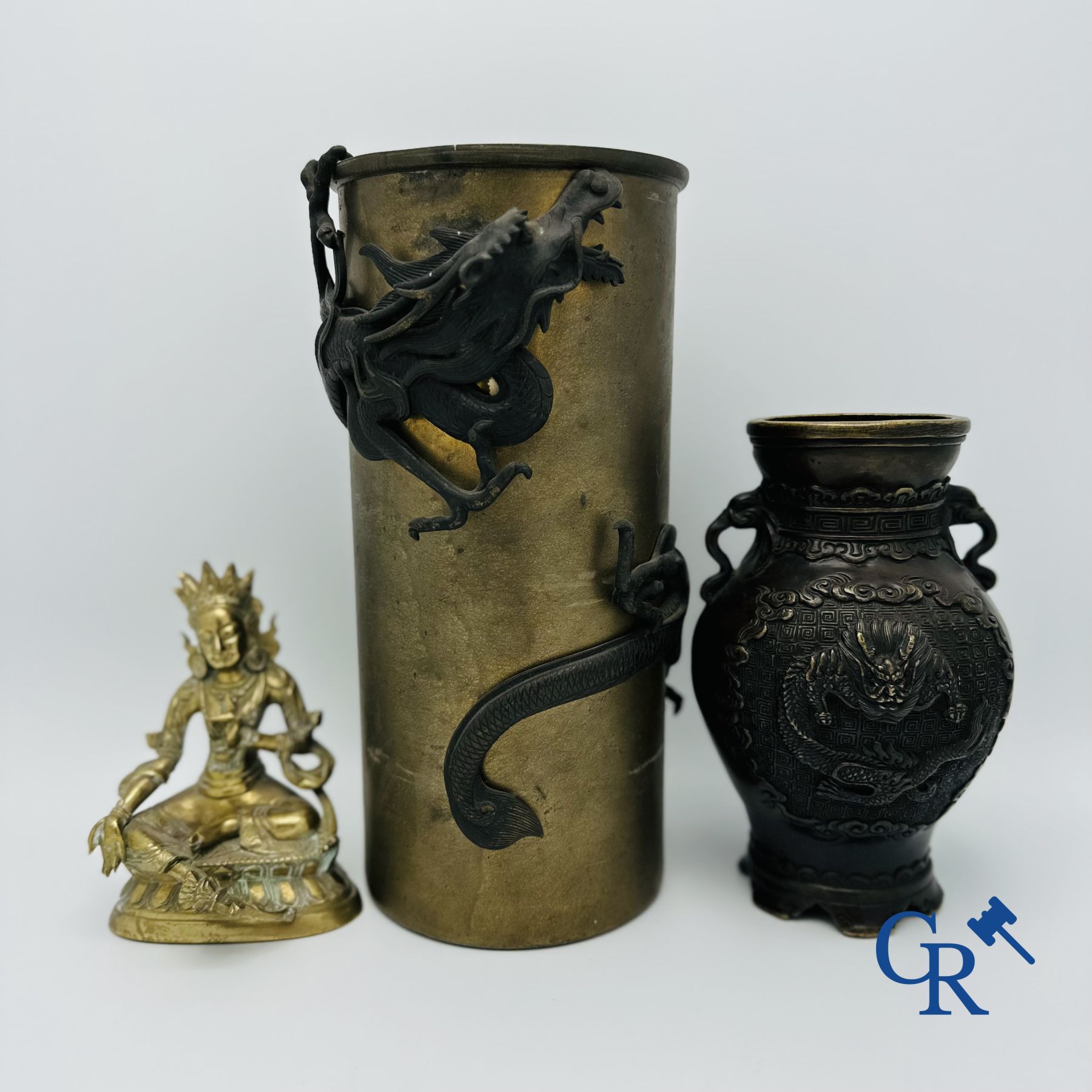 Chine: 3 objets Chinois en bronze.