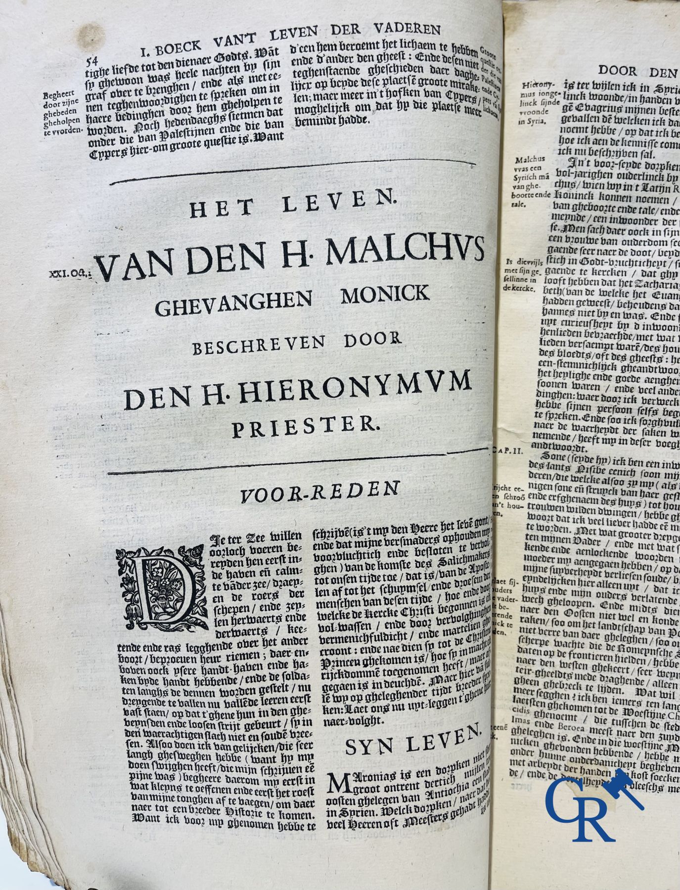 Livres anciens : Rosweydus, Heribertus. Het Leven ende spreucken der Vaderen décrit par saint Jérôme. 1643.