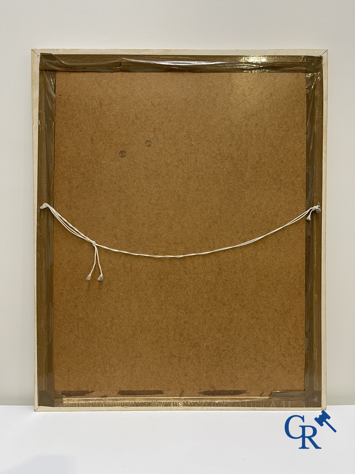 Dimitri Van Coillie: 2 œuvres modernes, huile sur papier et un tirage sur soie signé illisible.