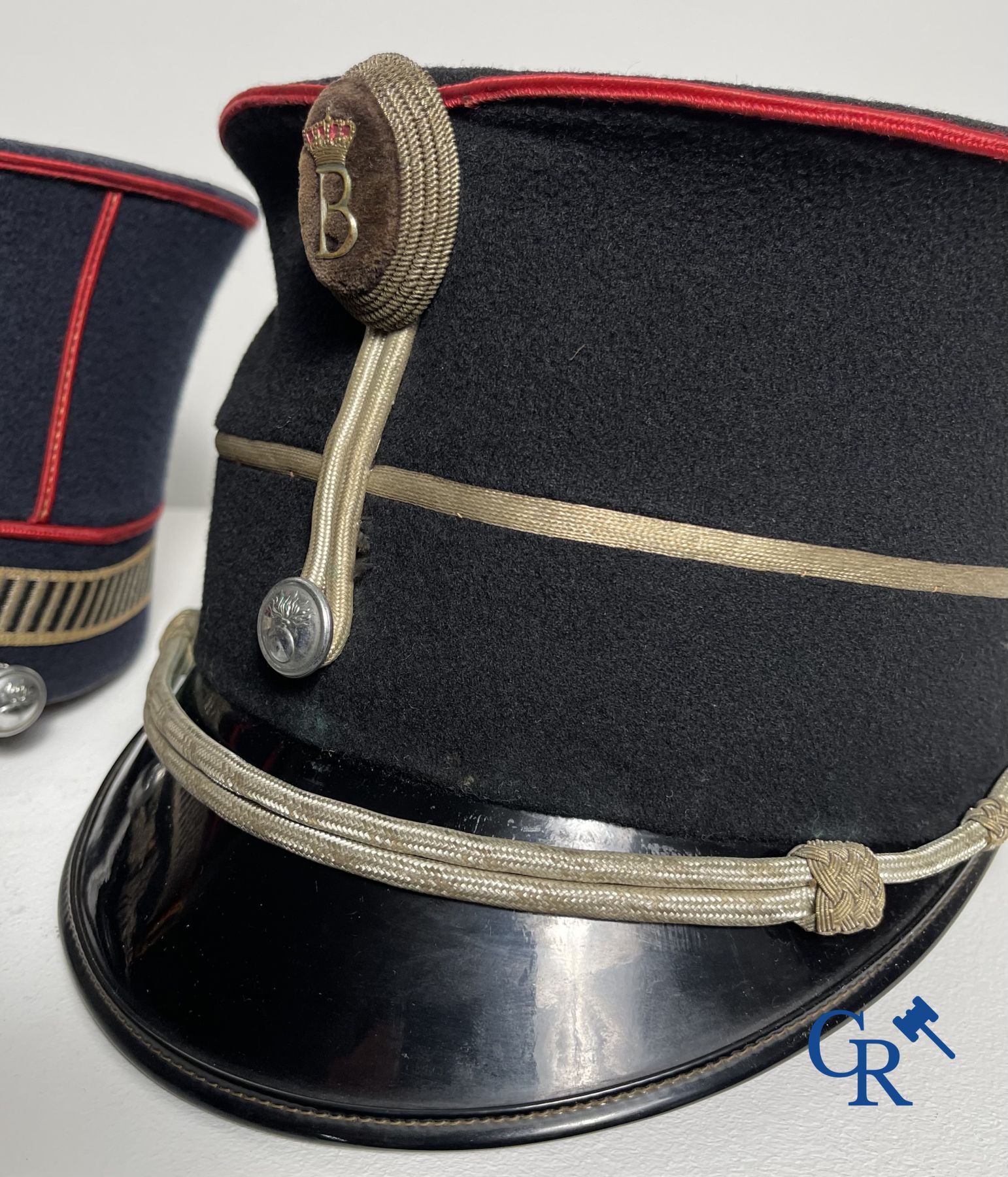 Civil Guard Belgium (1830 - 1914). Kepie of the Guard Civique and 3 kepies of the Belgian police/gendarmerie.