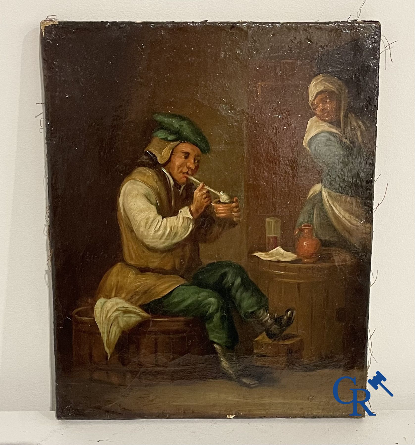 Paintings: 3 paintings after Teniers. oil on canvas.