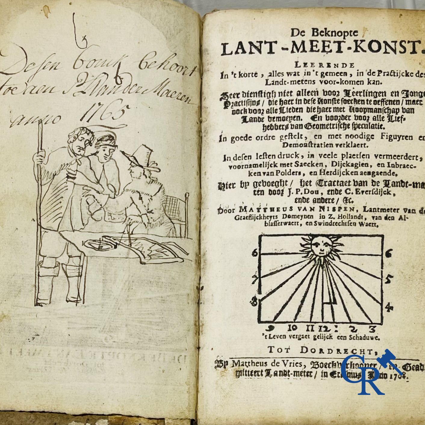 Livres anciens : Mattheus Van Nispen. De Beknopte Lant-Meet-Konst. Chez Mattheus de Vries, à Dordrecht. 1708.
