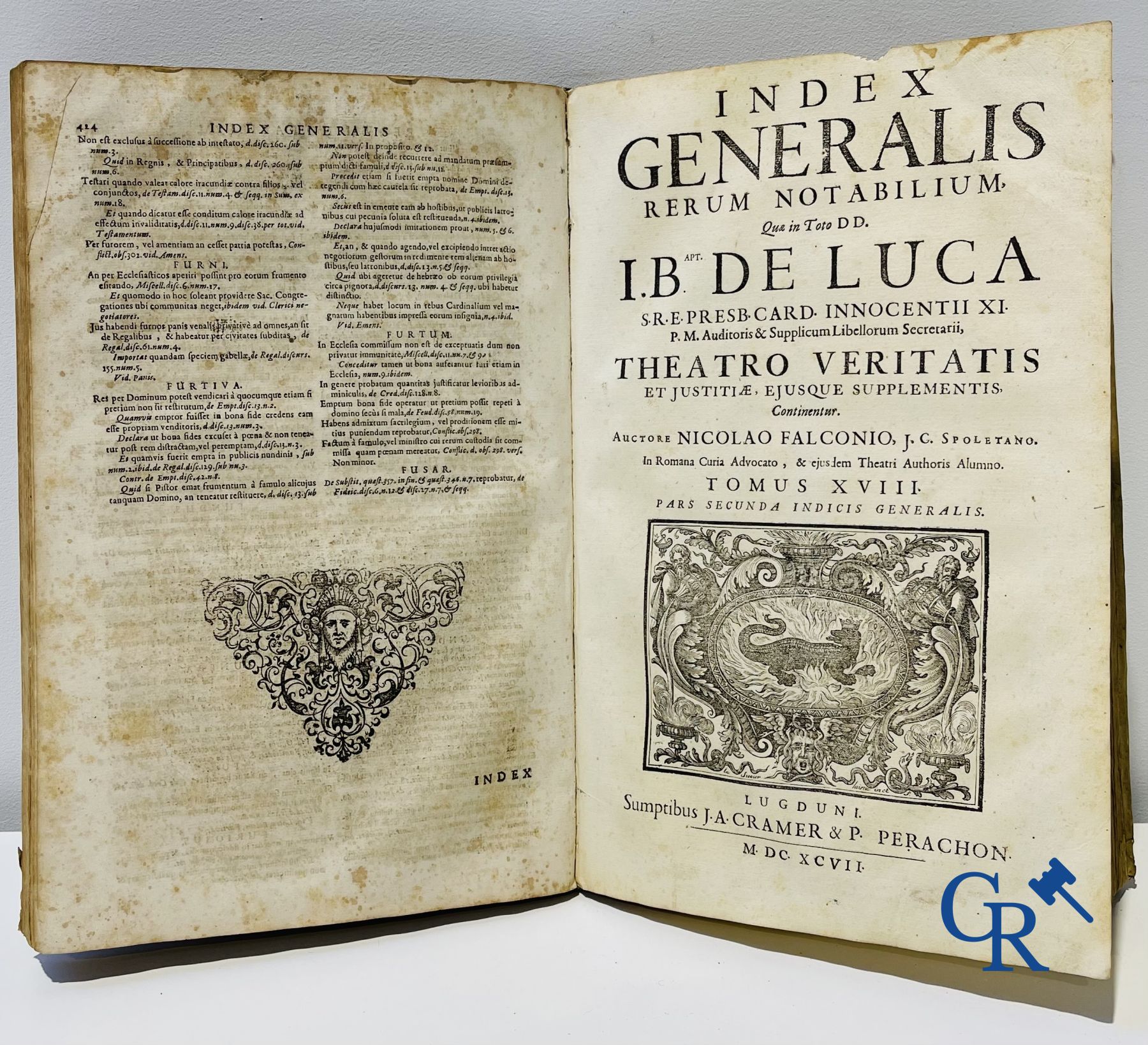 Livres anciens : Giovanni Battista de Luca, Theatrum veritatis et justitiae. J.A. Cramer & Philibert Perachon. 1697.