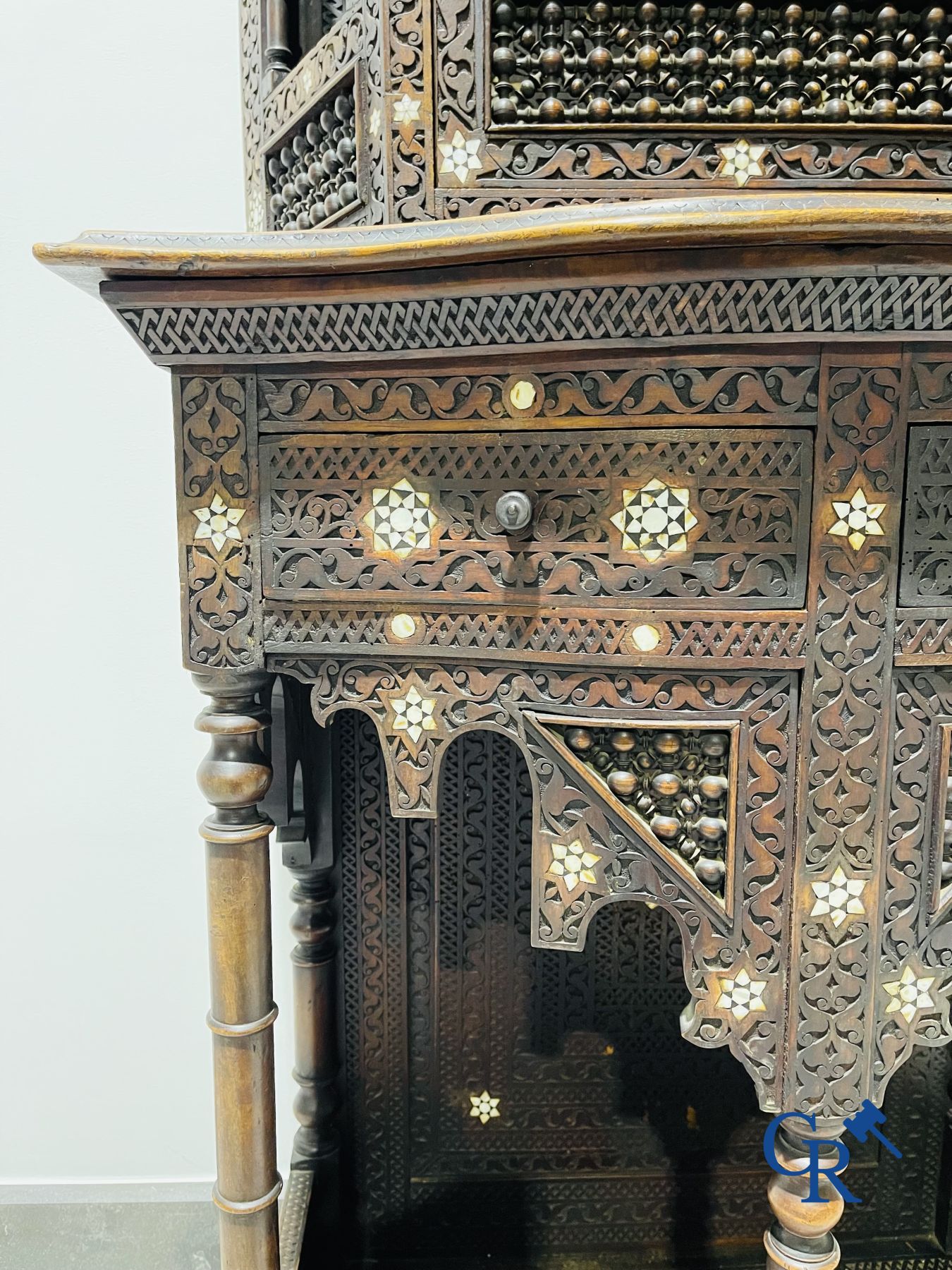 Sculpted furniture with inlays of ebony and mother-of-pearl. Syria, early 19th century.