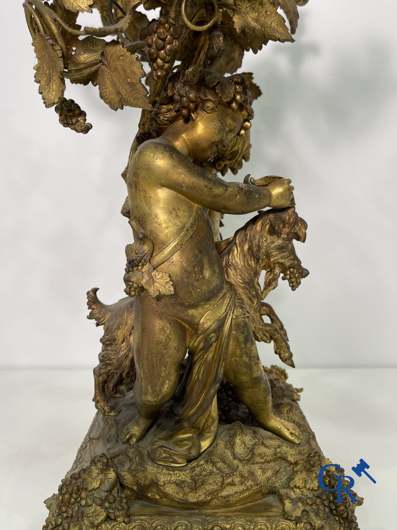 A pair of imposing bronze candlesticks with putti in LXVI style. Napoleon III period.