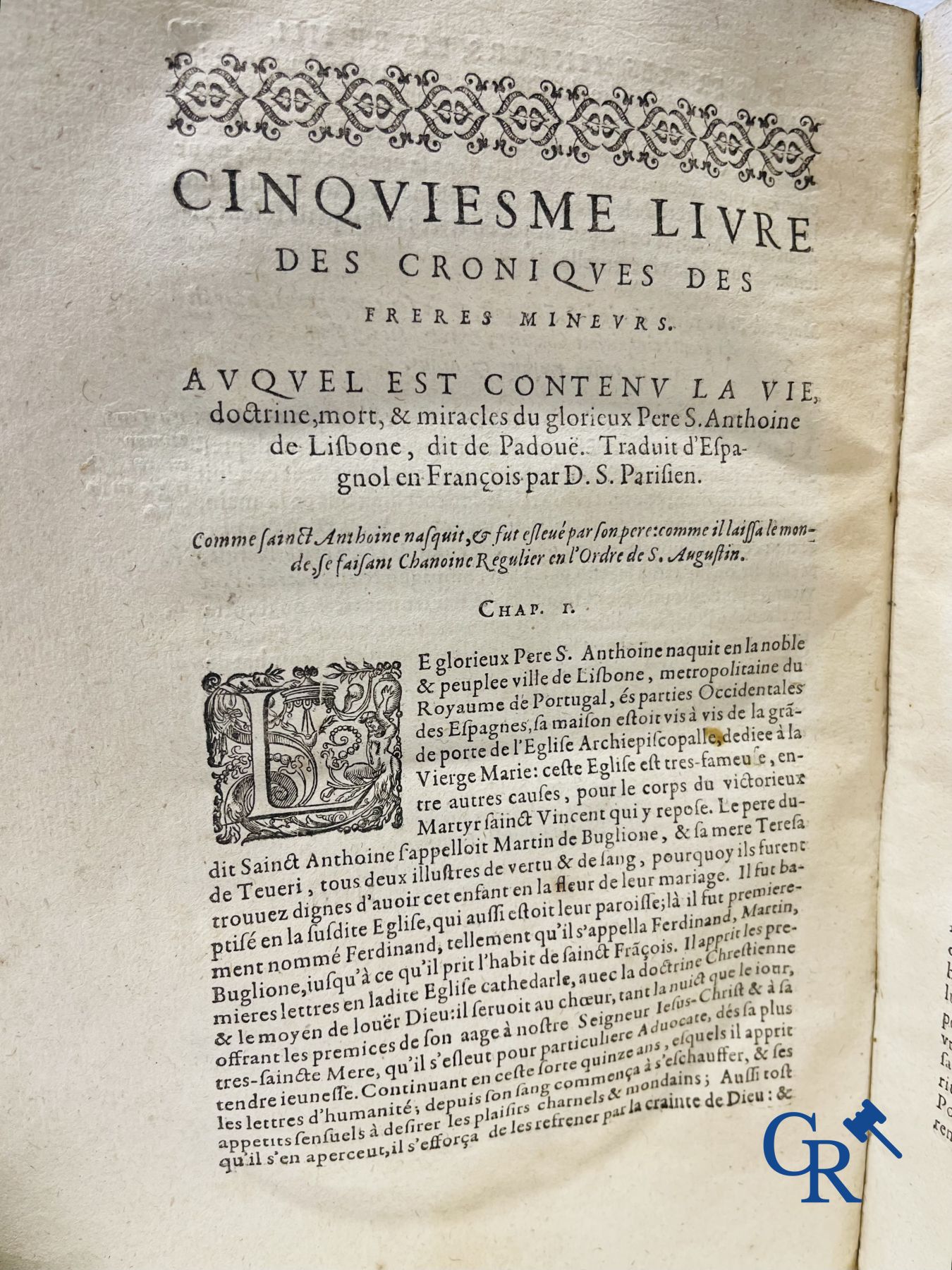 Early Printed Books: Marcos de Lisboa, Chronique et institution de l'ordre du Père S. François, Paris 1608.