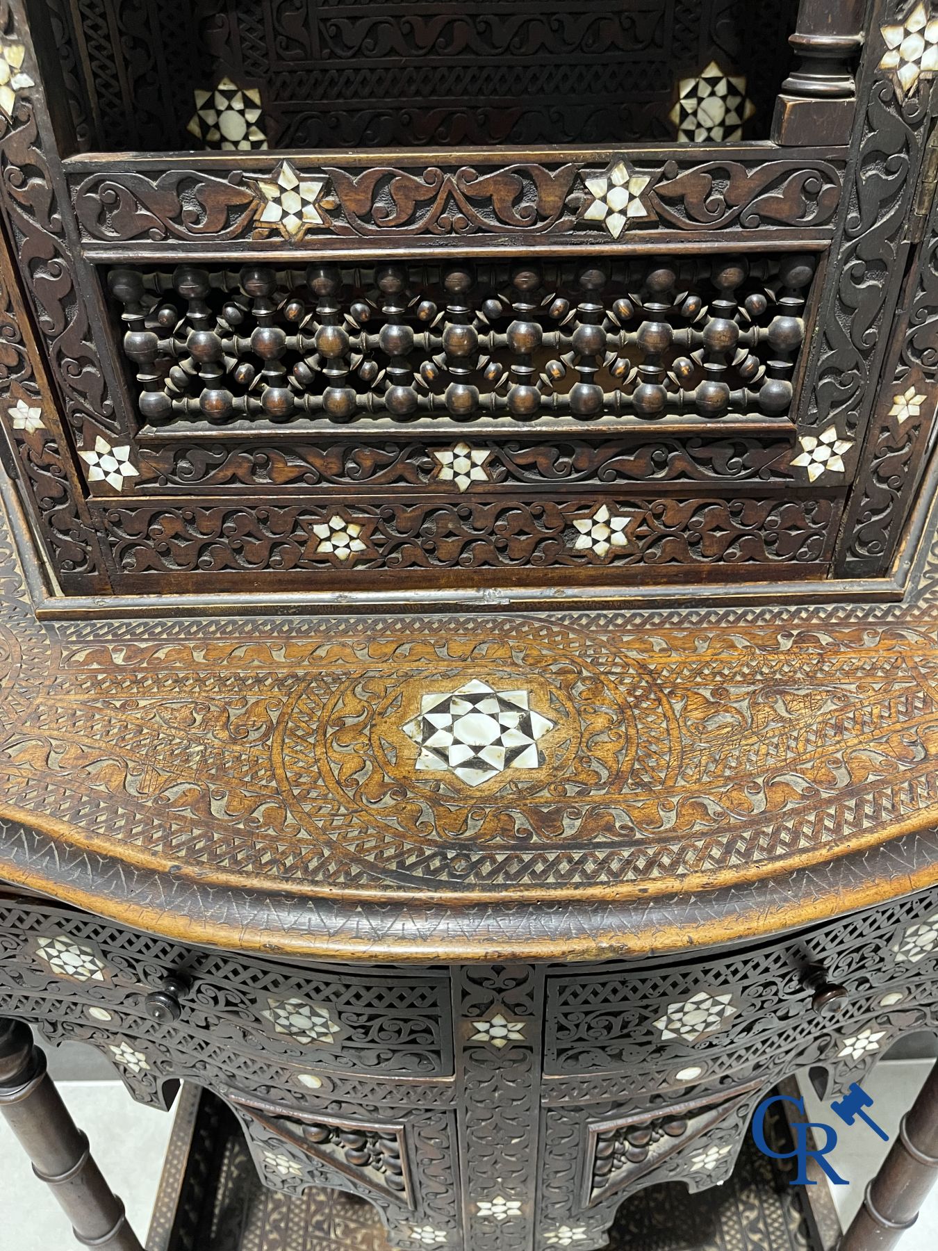 Sculpted furniture with inlays of ebony and mother-of-pearl. Syria, early 19th century.