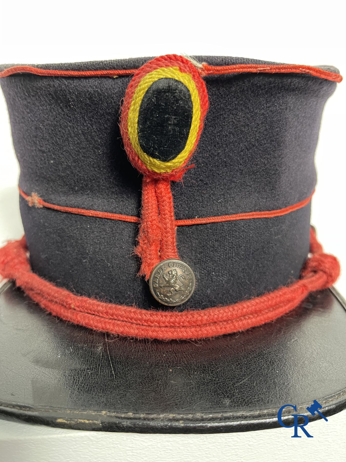 Civil Guard Belgium (1830 - 1914). Kepie of the Guard Civique and 3 kepies of the Belgian police/gendarmerie.