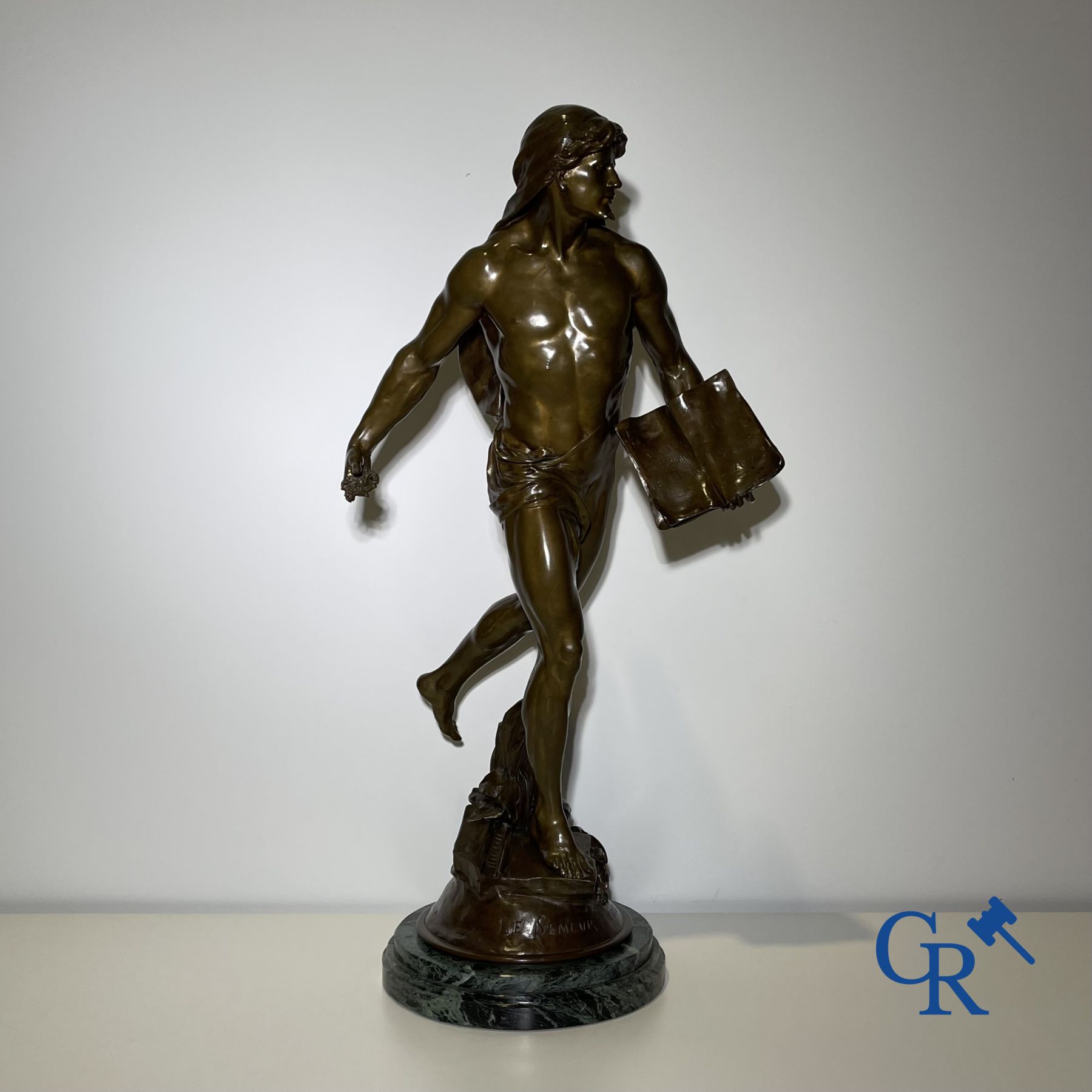 Emile Louis Picault (1833-1915) Large bronze statue "Le Semeur d'idées"
Foundry stamp Collin & Cie Paris.