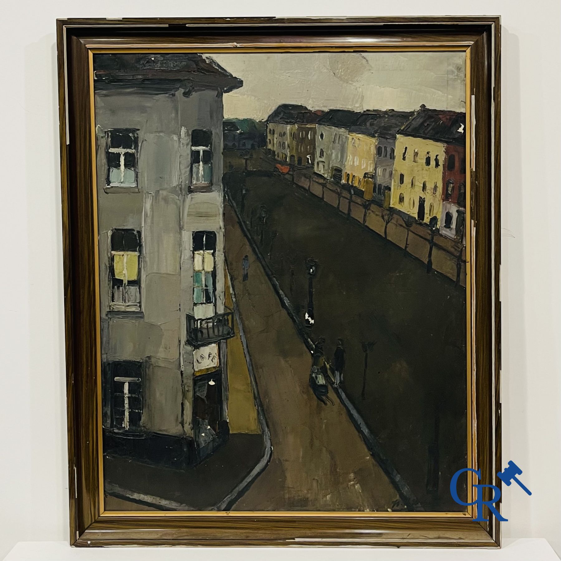 Henri-Victor Wolvens, (Bruxelles 1896 - Bruges 1977)(*) Vue d'une rue. 1928.
Signé H.V. Wolvens.