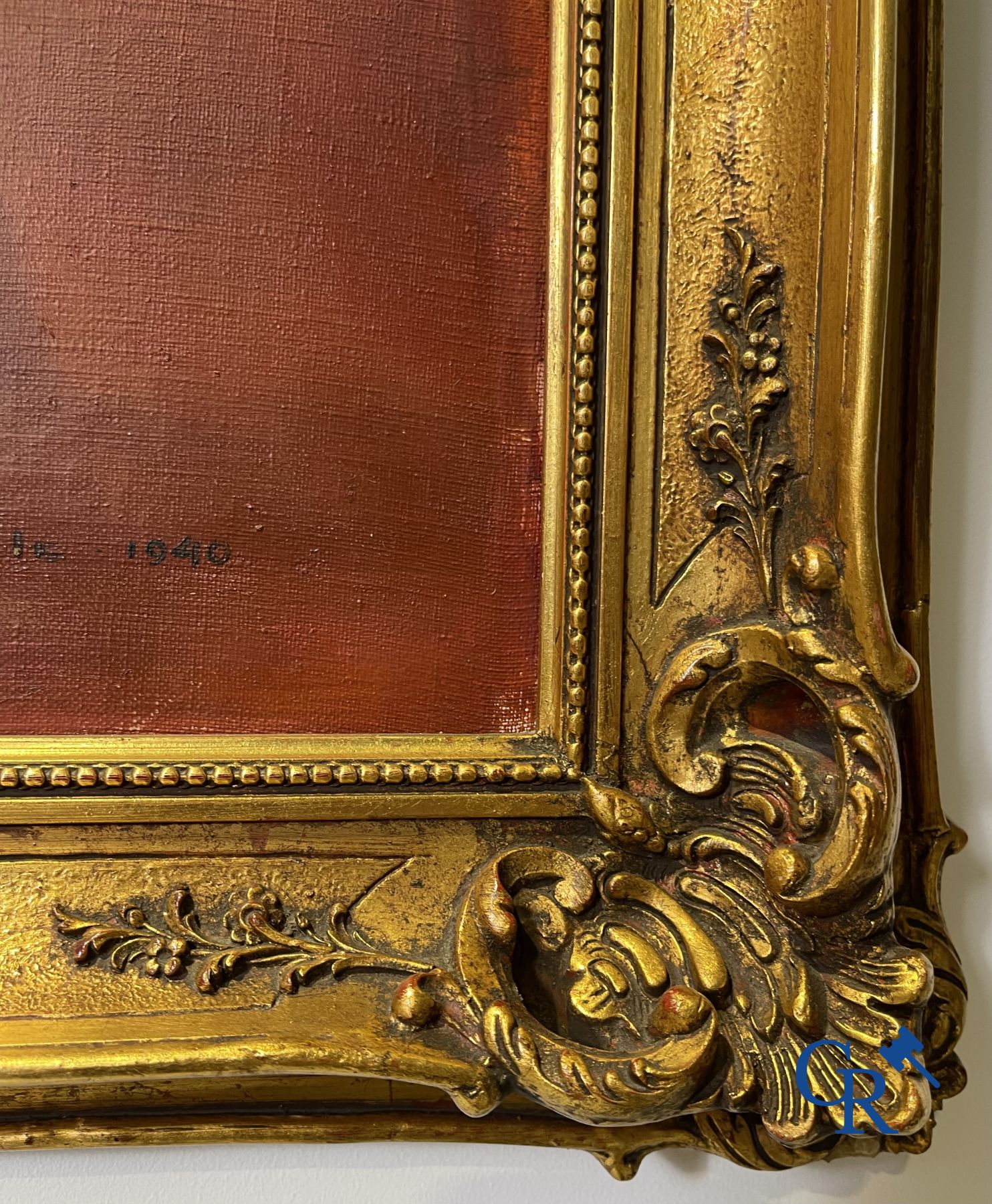 Karel Van Belle : Femme élégante avec lévrier. Huile sur toile.