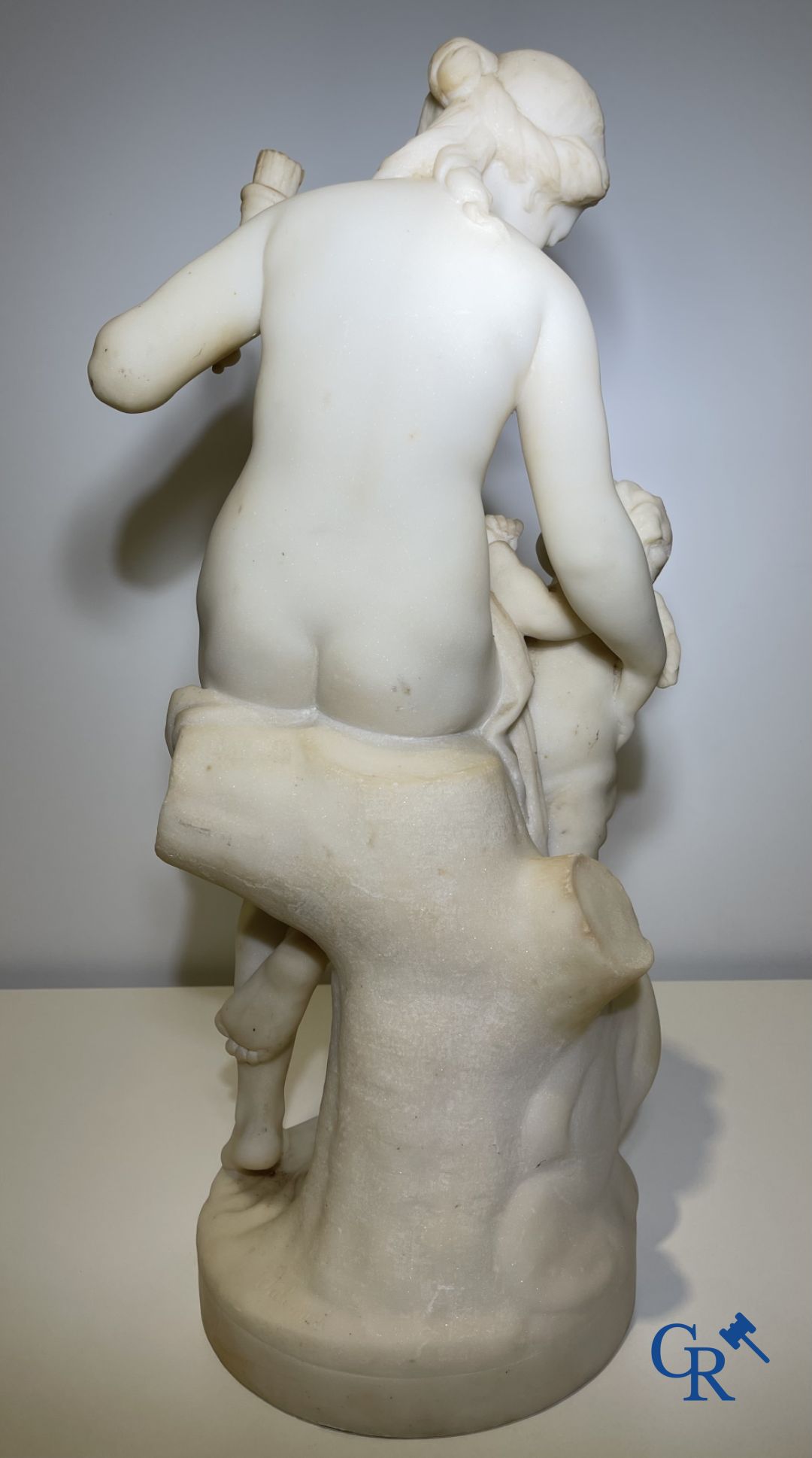 Marble statue after Etienne Maurice Falconnet. Venus and Cupid. 19th century. Signed Falconnet.