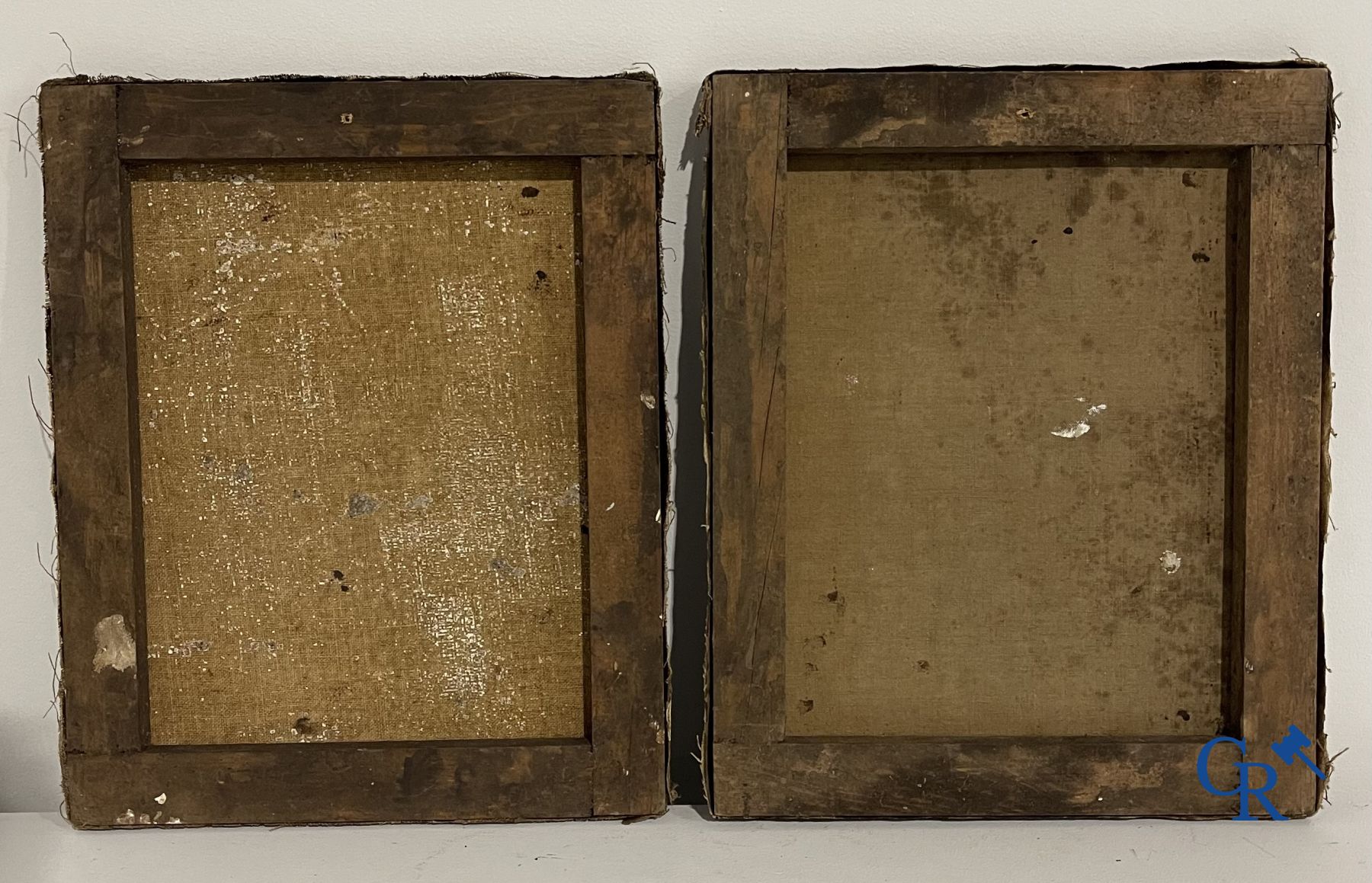 Paintings: 3 paintings after Teniers. oil on canvas.