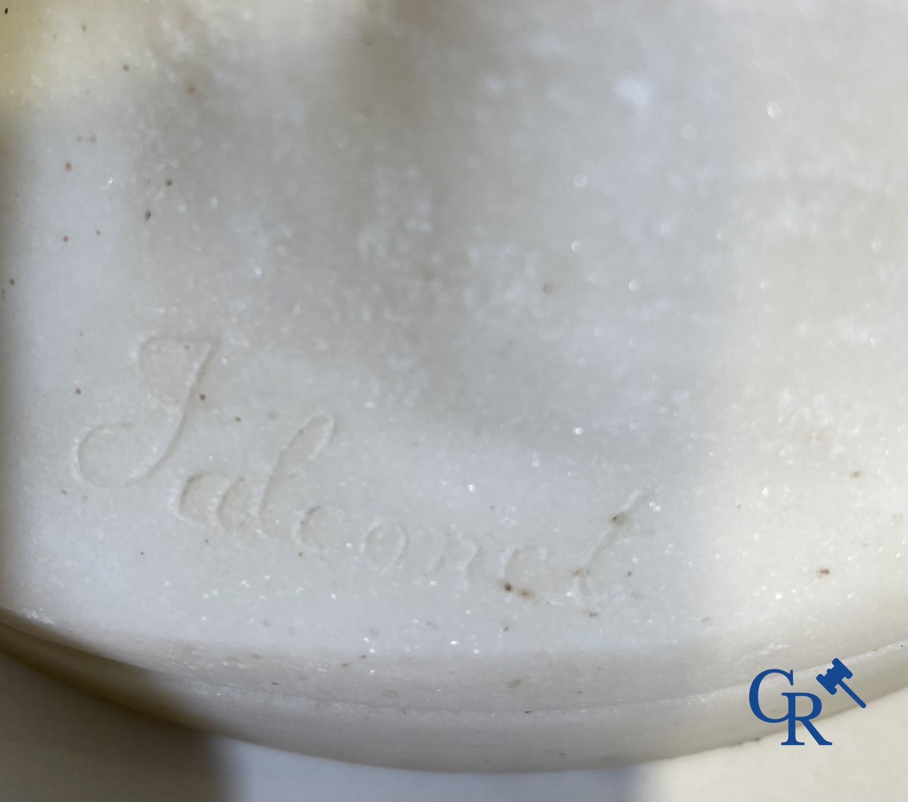 Marble statue after Etienne Maurice Falconnet. Venus and Cupid. 19th century. Signed Falconnet.