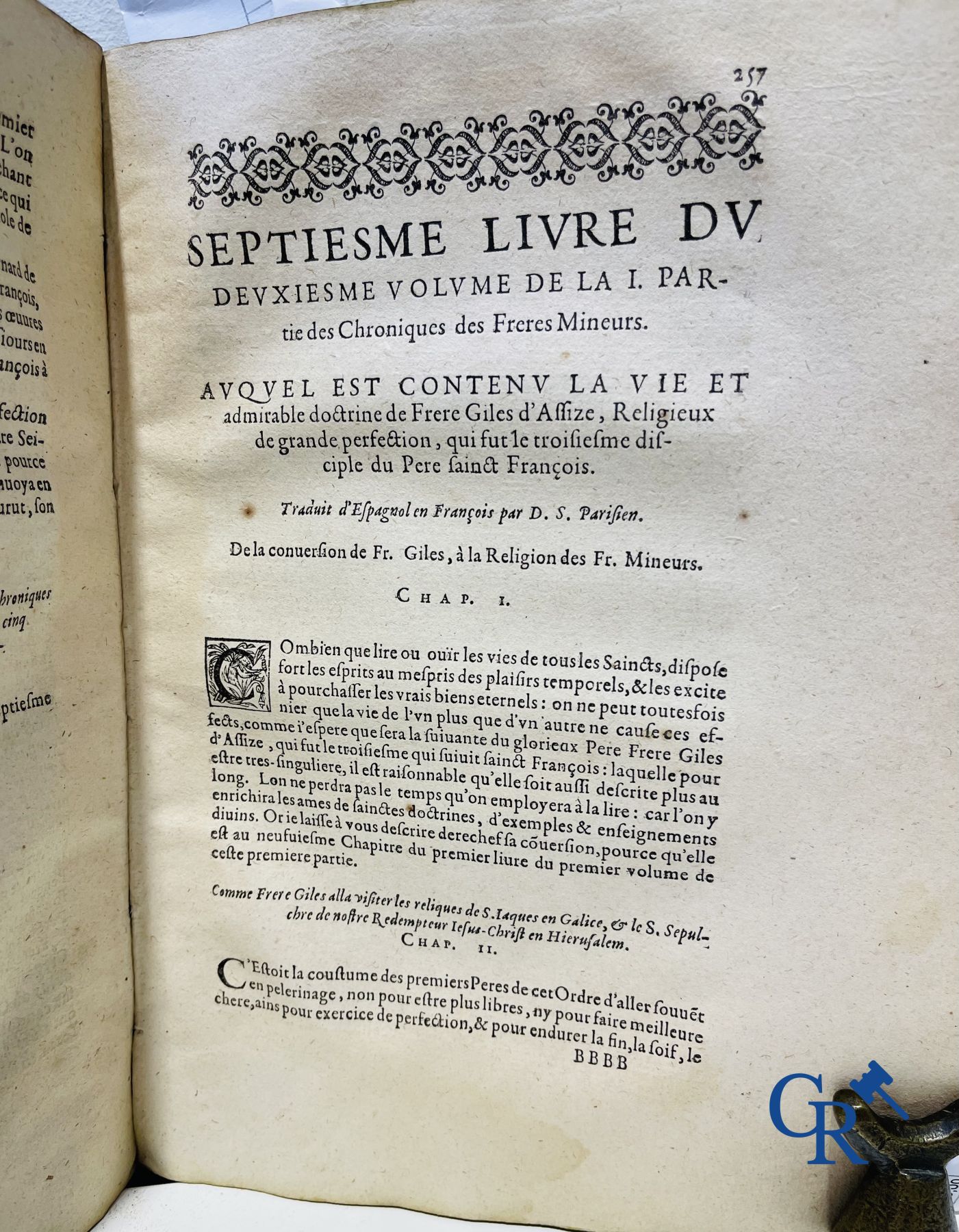 Early Printed Books: Marcos de Lisboa, Chronique et institution de l'ordre du Père S. François, Paris 1608.