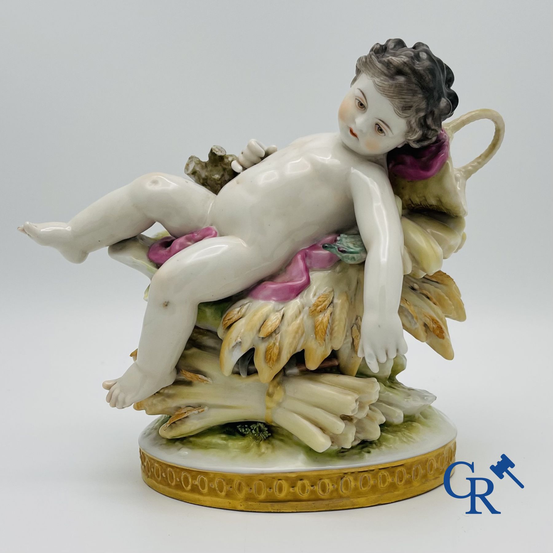 Volkstedt Rudolstadt: Lying cupid. Marked.