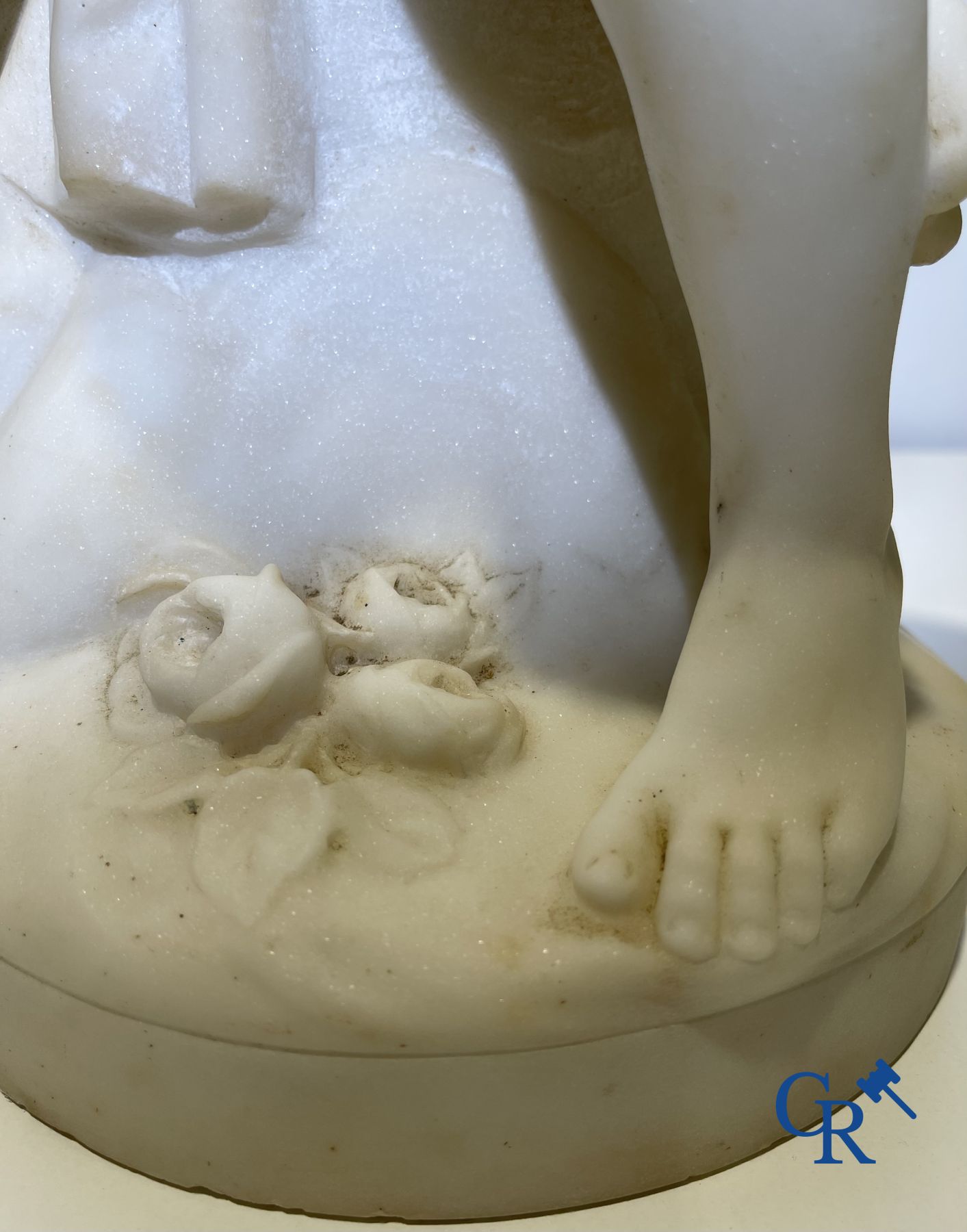 Marble statue after Etienne Maurice Falconnet. Venus and Cupid. 19th century. Signed Falconnet.