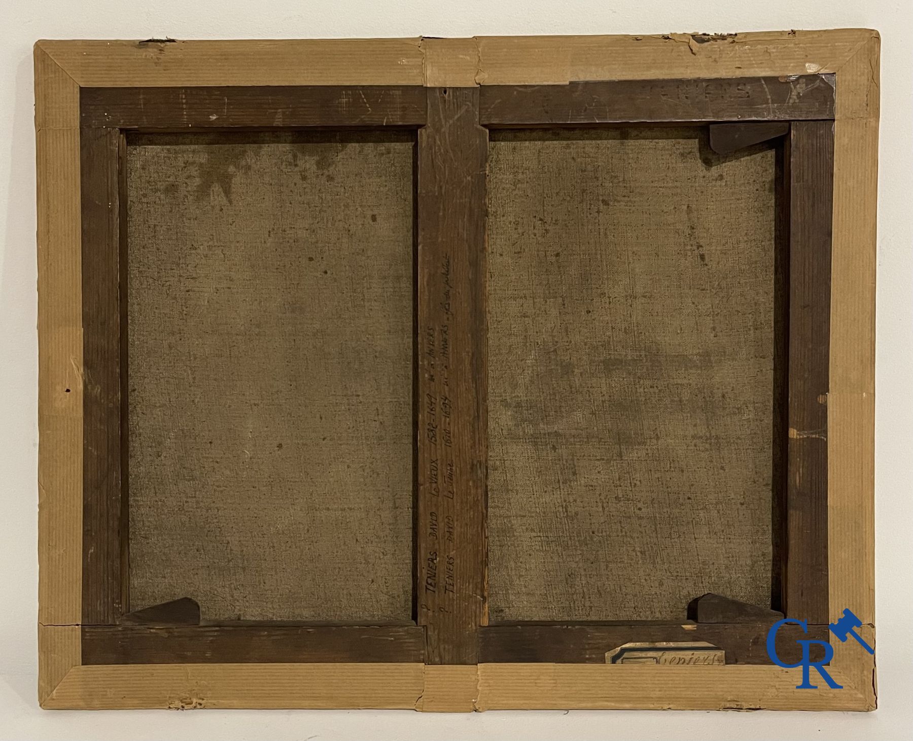 Paintings: 3 paintings after Teniers. oil on canvas.