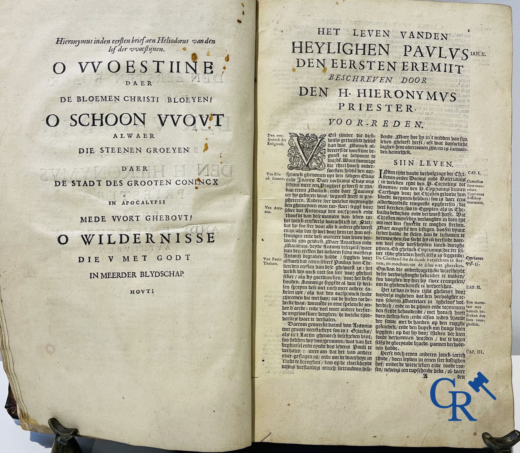 Livres anciens : Rosweydus, Heribertus. Het Leven ende spreucken der Vaderen décrit par saint Jérôme. 1643.