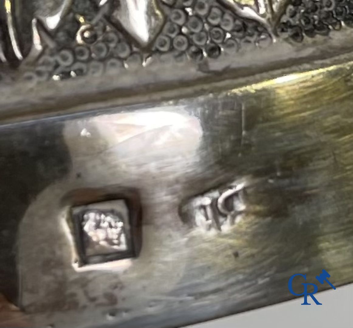 Silver: Pair of silver candlesticks probably Namur, Jean-Baptiste Fallon.