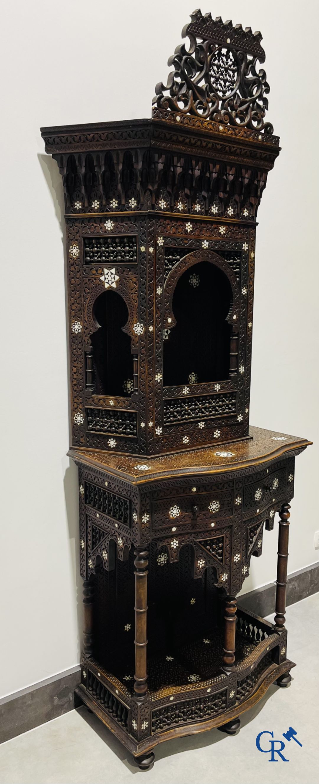 Sculpted furniture with inlays of ebony and mother-of-pearl. Syria, early 19th century.