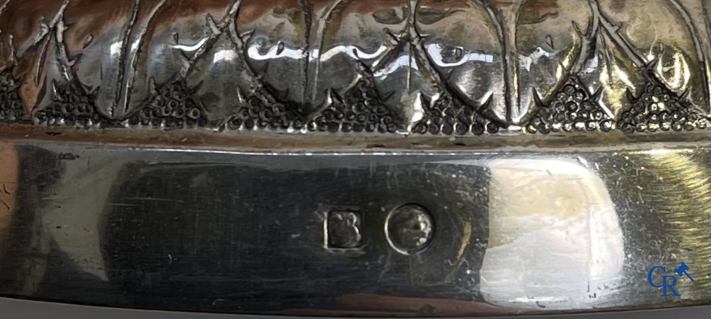 Silver: Pair of silver candlesticks probably Namur, Jean-Baptiste Fallon.